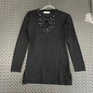 Melrose Chic New York Black‎ Gem Long Sleeve Blouse Top Women's Fashion Size S